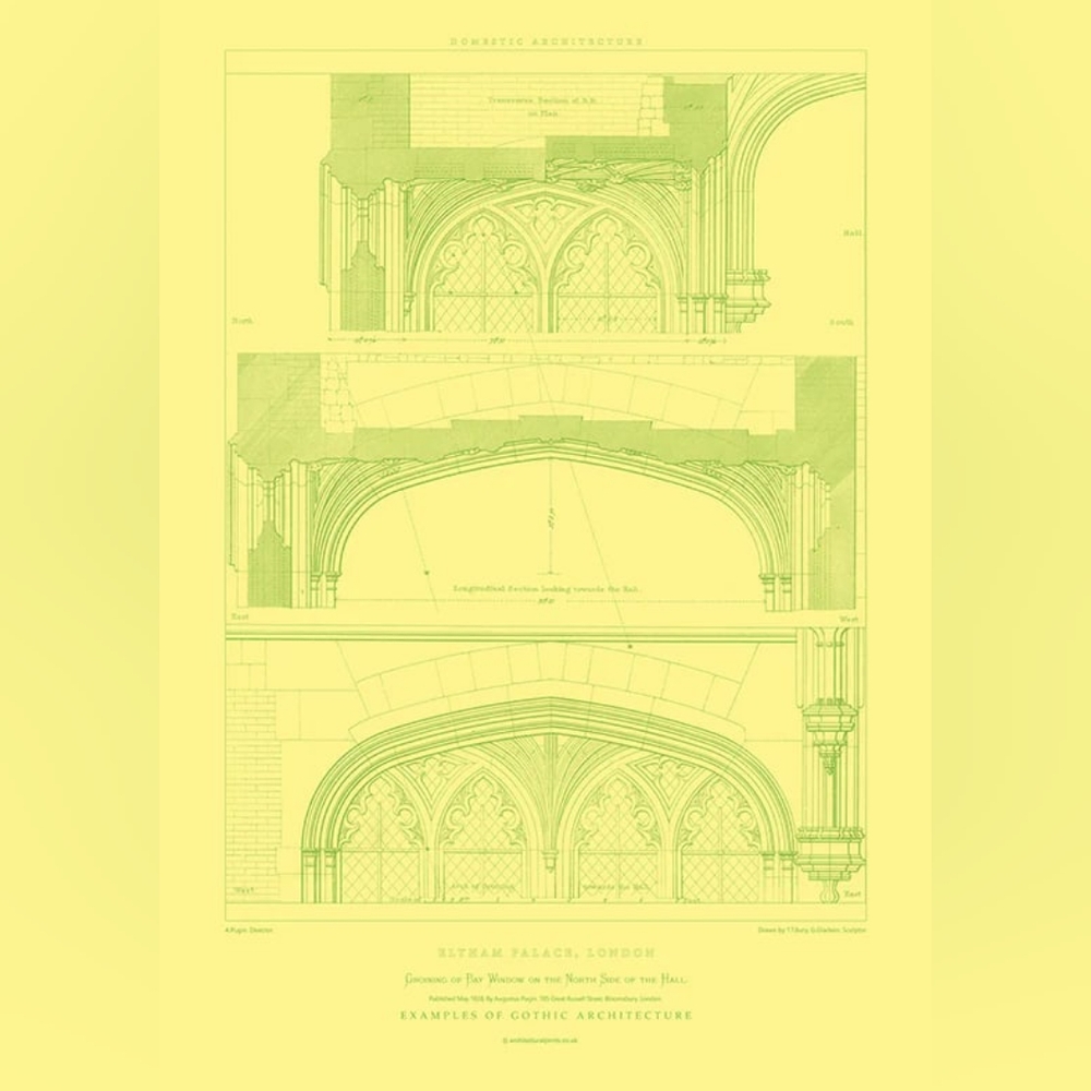 Architectural Print: Eltham Palace Groining of Bay Window / Size A2